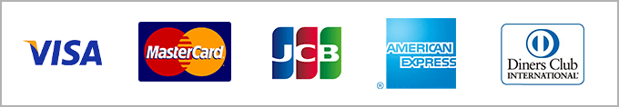VISA, Master Card, JCB, アメリカンエキスプレス, ダイナース